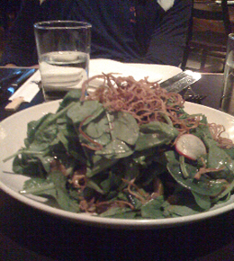Warm Spinach and Mushroom Salad ($10)