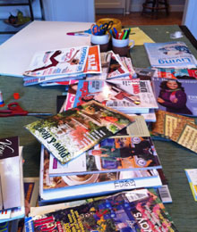 Making vision boards with magazines. 