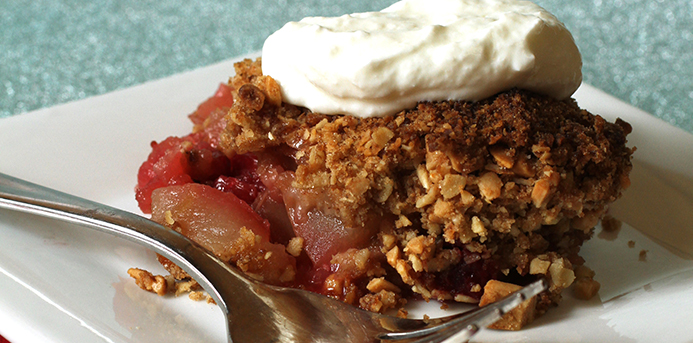 Apple Cranberry Crisp With Lime and Ginger  |  makeitbetter.net