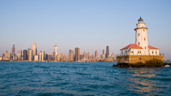 Lake Michigan and Chicago Skyline