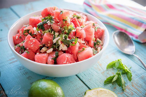 Recipe: Watermelon Salad With Mint and Jalapenos from Half Her Size