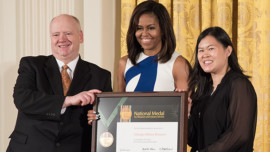 First Lady Michelle Obama presents the National Medal for Museum and Library Service to the Chicago History Museum