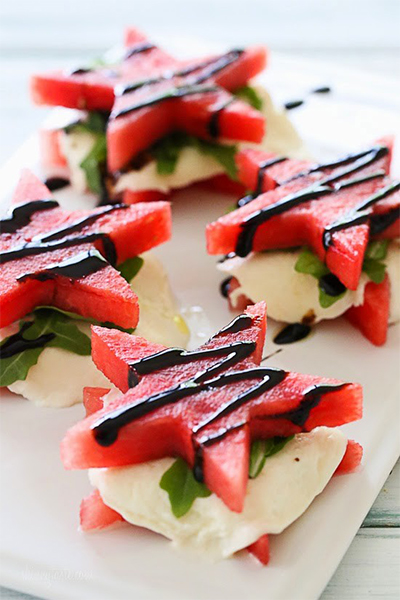 Watermelon “Caprese” With Balsamic Glaze from Skinny Taste