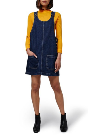 Topshop Patch Pocket Denim Pinafore Dress, $68, Nordstrom