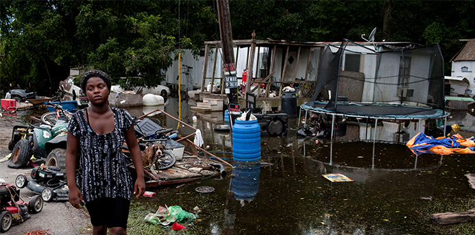 August 22, 2016. Breaux Bridge, St. Martin Parish, Louisiana. Kiona Alexander is among thousands of people who are affected by the flooding across southern Louisiana. Photo by: Marko Kokic/American Red Cross