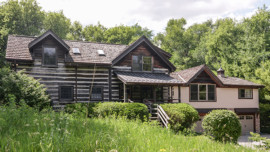 Hand-hewn oak log five-bedroom home in Appleton, Wisconsin