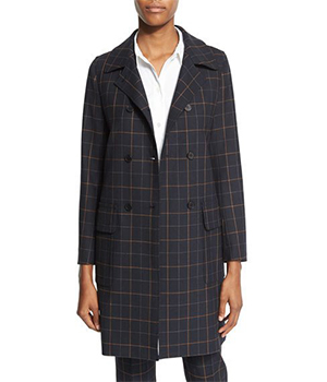 Theory Abla Tile Check Double Breasted Coat