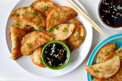 Recipe: Easy Chicken Potstickers With Soy Dipping Sauce from Just a Taste