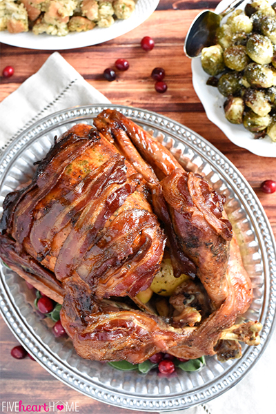 Recipe: Maple-Glazed Turkey with Bacon and Sage Butter from Five Heart Home