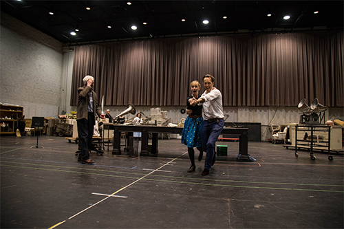 Nicholas Le Prevost, Lisa O'Hare and Richard E. Grant in rehearsal for "My Fair Lady" at Lyric Opera of Chicago