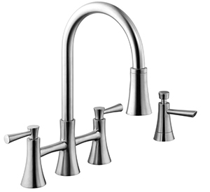 Schon 925 Series 2-Handle Pull-Down Sprayer Kitchen Faucet with Soap Dispenser in Stainless Steel
