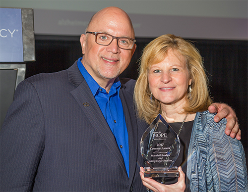 WGN's Dean Richards and Mary Doyle Brodien at the Alzheimer's Association Chicago Reason to Hope on April 27