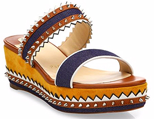 Summer Shoes: Christian Louboutin Montezuplage 60 Spiked Mixed Media Wedge Slides