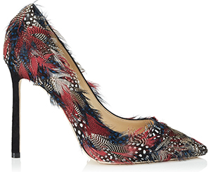 Summer Shoes: Jimmy Choo Romy 110 Bordeaux Feather Mix Pointy Toe Pumps
