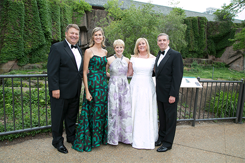 Lincoln Park Zoo's Zoo Ball: Biff Bowman, Chairman of the Board of Trustees; Mary Pearlman, Zoo Ball 2017 Co-chair; Caroline Huebner, Women’s Board President; Shawn Sandor, Zoo Ball 2017 Co-chair; Kevin Bell, Lincoln Park Zoo President and CEO
