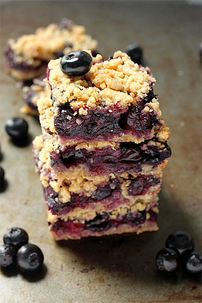 blueberry recipes: Blueberry Crumb Bars from Baker by Nature