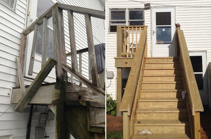 Rebuilding Together: stairs before and after