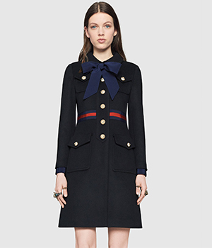 fall jackets: Gucci Ribbon-Detail Wool Coat
