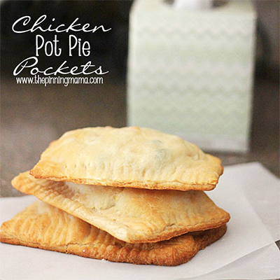 school lunch ideas: Chicken Pot Pie Pockets from The Pinning Mama