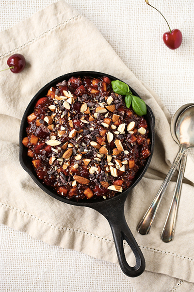 vegetarian recipes: Raw Cherry-Apple Pie Breakfast Bowl from Blissful Basil