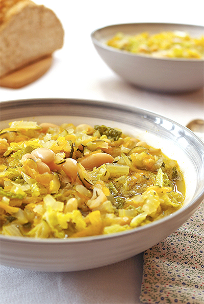 vegetarian recipes: Bean & Savoy Cabbage Soup from Don't Feed After Midnight