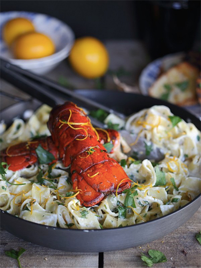 seafood recipes: Creamy Lemon Lobster Pappardelle from Running to the Kitchen