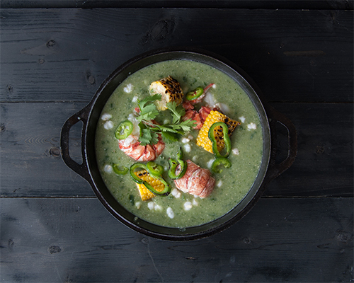 tailgate recipes: Lobster Verde Chili from Blue Plate Catering