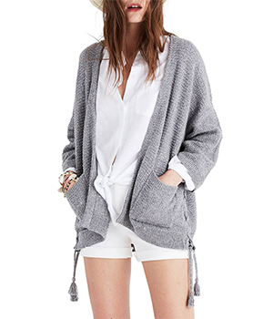 work clothes: Madewell Side Lace-Up Cardigan, $98, Nordstrom