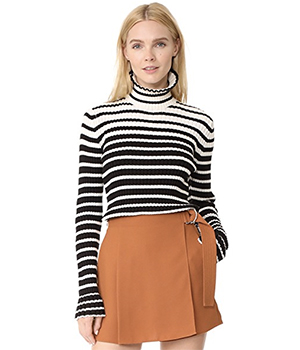 sweaters: MSGM, Striped Ribbed Turtleneck from Chalk