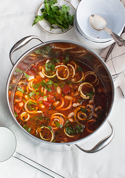 healthy recipes: Zucchini and Sweet Potato Noodle Minestrone from Love & Lemons