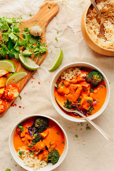 winter produce: Rich Red Curry with Roasted Vegetables from Minimalist Baker
