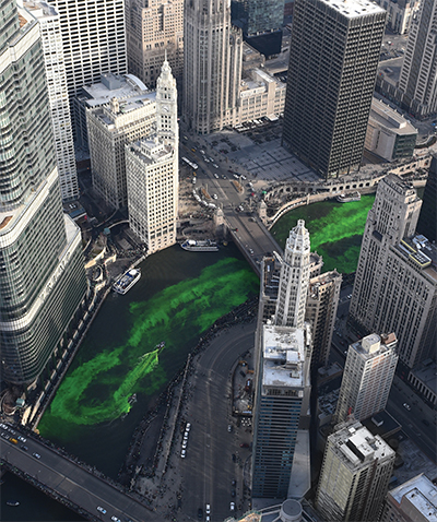 go green: Chicago River on St. Patrick's Day