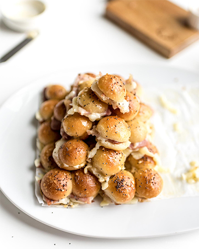 graduation party recipes: Mini Hot Ham and Cheese Sliders from I Am a Food Blog