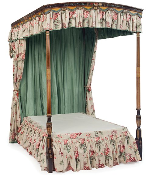 Peggy and David Rockefeller auction: George III Polychrome-Painted Four-Poster Bed