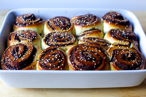 brunch recipes: Chocolate Tahini Challah Buns from Smitten Kitchen