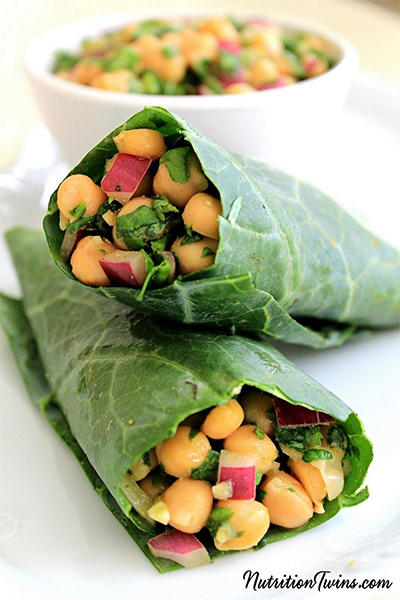 healthy lunches: The Nutrition Twins' chickpea salad wraps