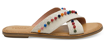 summer shoes: TOMS Natural Hemp Pom Poms Women’s Viv Sandals