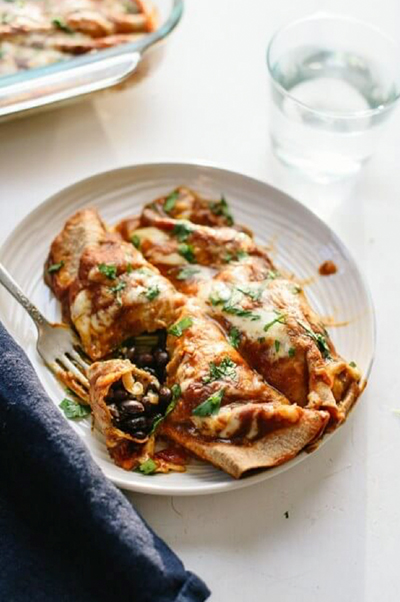 recipes that reduce food waste: Veggie Black Bean Enchiladas from Cookie and Kate