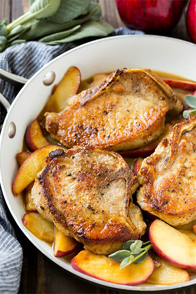 Apple Recipes: Apple Pork Chops from Dinner at the Zoo