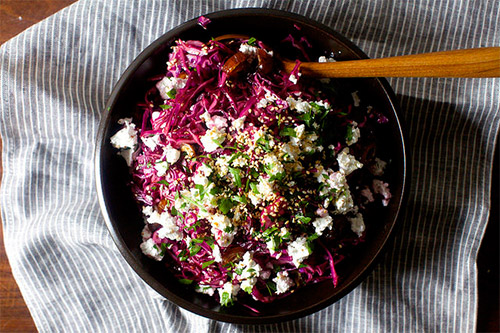 Vegetable Side Dishes for Thanksgiving: Date, Feta and Red Cabbage Salad from Smitten Kitchen