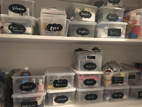 Linen Closet Organization: chalkboard labels