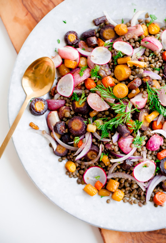 Salad Recipes: Roasted Carrot and Lentil Salad With Tahini from A Beautiful Plate