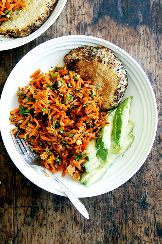 Salad Recipes: Moroccan Carrot Salad With Harissa and Avocado from Alexandra's Kitchen