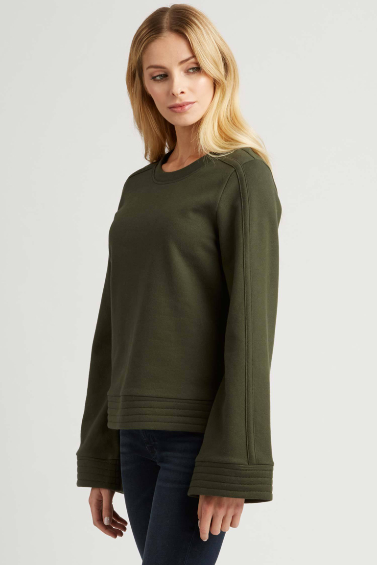 Fall Sweaters: Indigenous Bell Sleeve Pullover in Forest