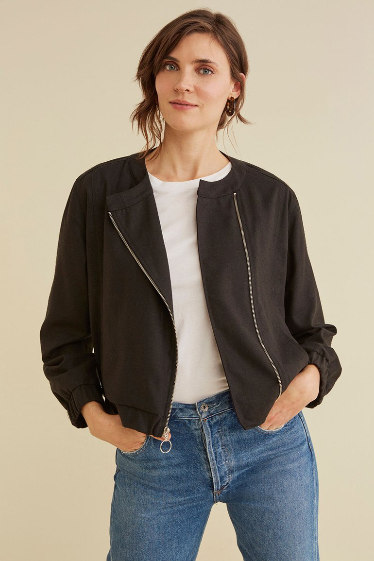 Fall Jackets: Amour Vert Mayson Bomber Jacket in Black