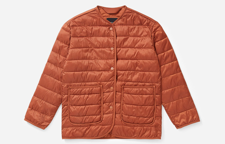 Fall Jackets: Everlane The ReNew Snap-Front Liner in Dark Spice