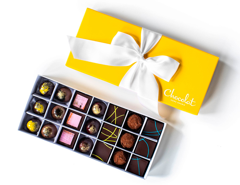 gifts for foodies: 21 Piece Signature Collection from Chocolat Uzma Sharif