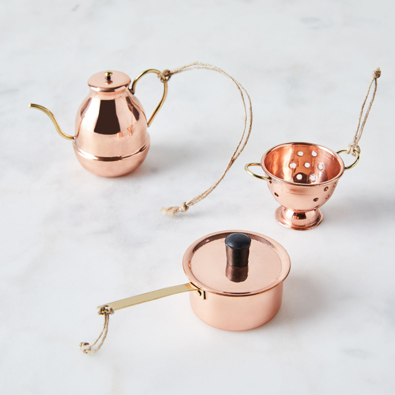 gifts for foodies: Vintage-Inspired Copper Cookware Ornaments
