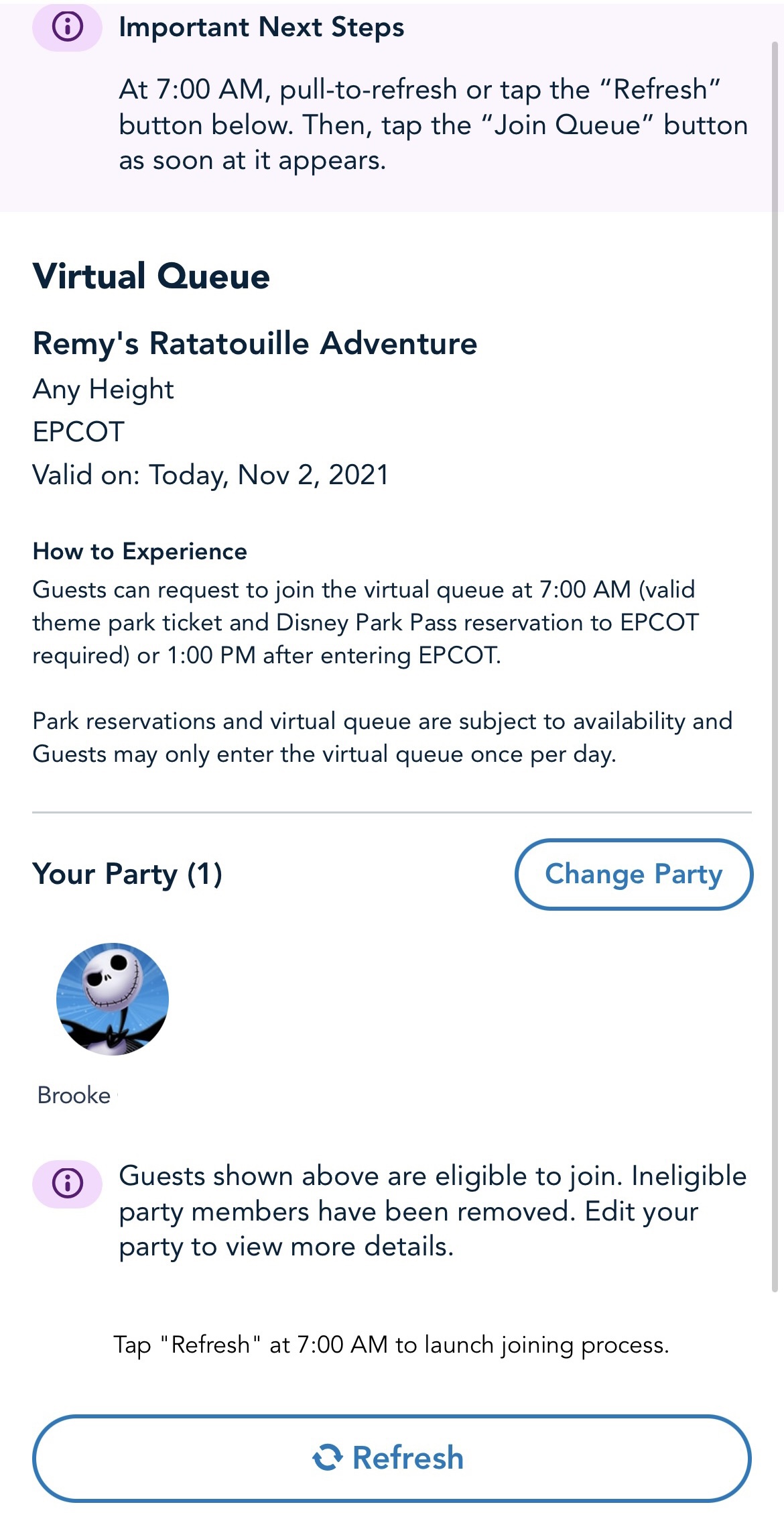 Remy Change Party EPCOT Disney World