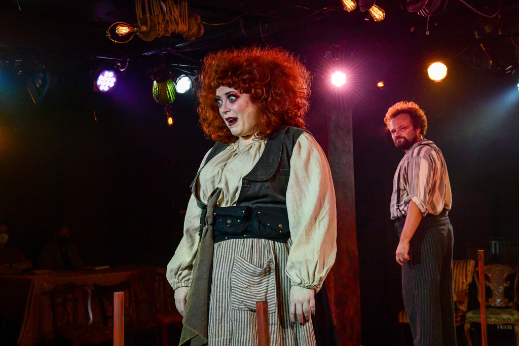 (left to right) Caitlin Jackson and Kevin Webb in Kokandy Productions’ revival of Sweeney Todd: The Demon Barber of Fleet Street | Photo by Evan Hanover.